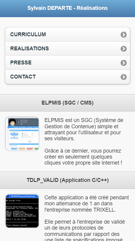 Screen V1 Mobile : Curriculum Vitae