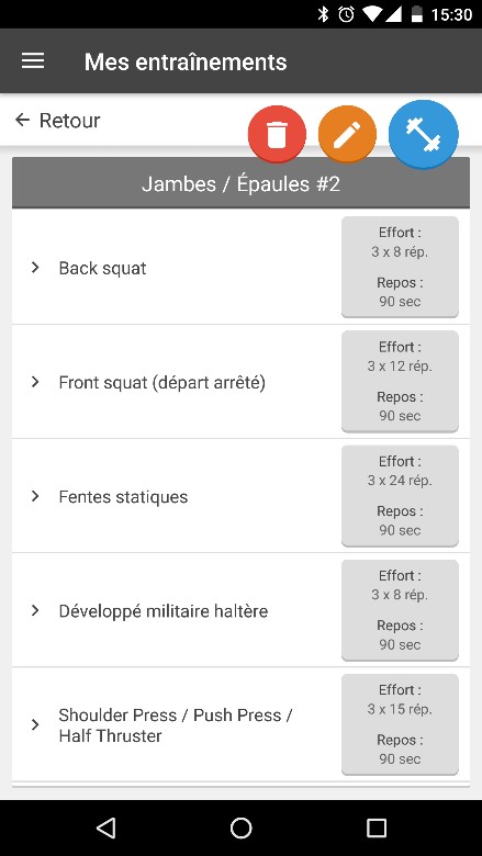 Screen V1 : Workout Manager